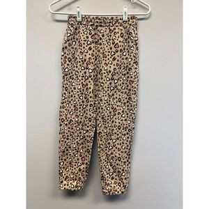 Champion Girls Leopard Heart Print Fleece Joggers Tan Pink Size S 7/8 Kids